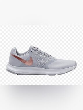 Nike Women’s Gray Running Shoe with Rose Gold Swoosh